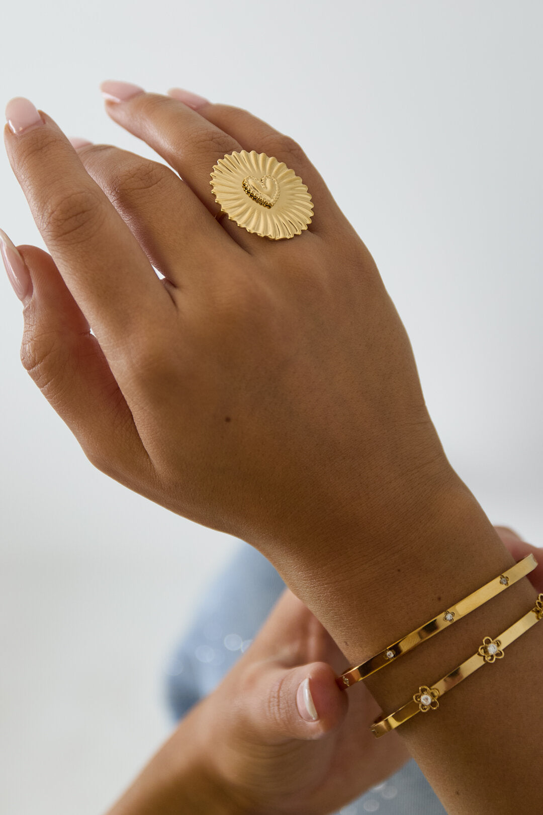 Elegant Gold-Toned Adjustable Statement Ring
