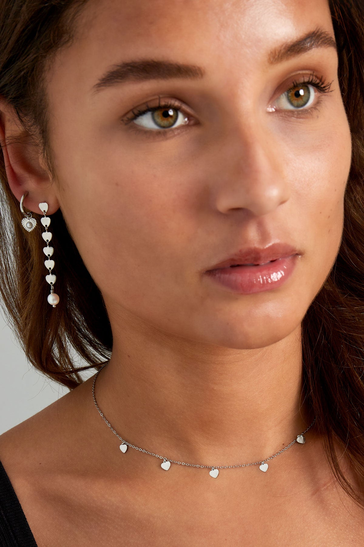 simple necklace with heart pendants