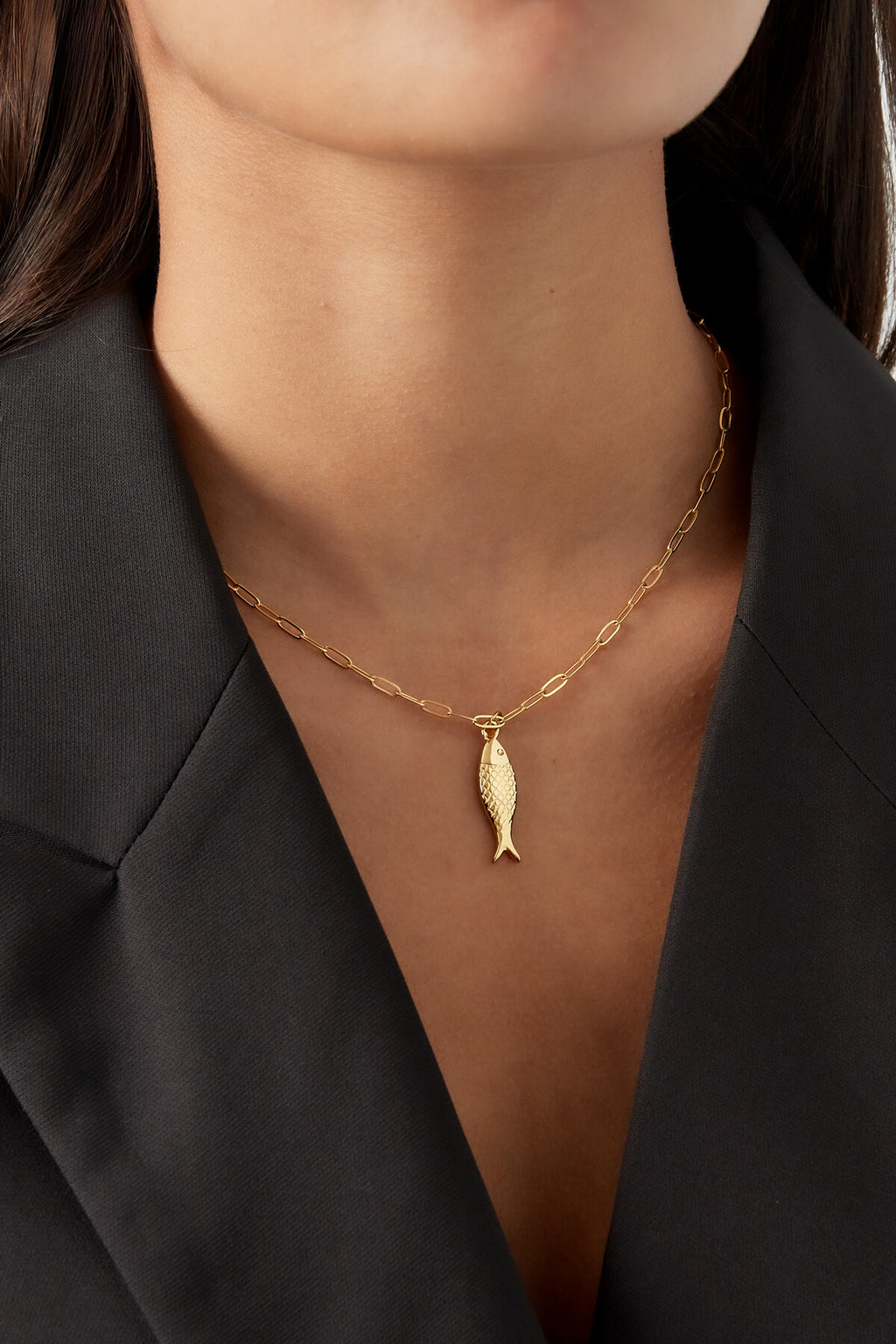 Elegant Gold-Toned Stainless Steel Pendant Necklace