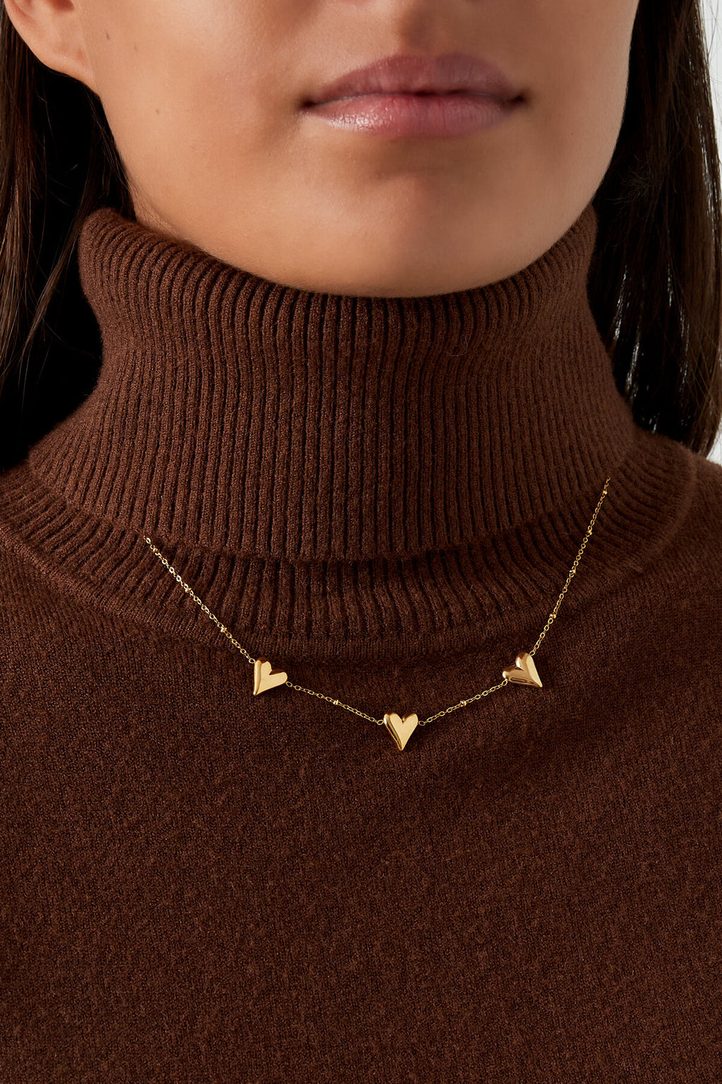 Elegant Stainless Steel Heart Necklace, Silver & Gold