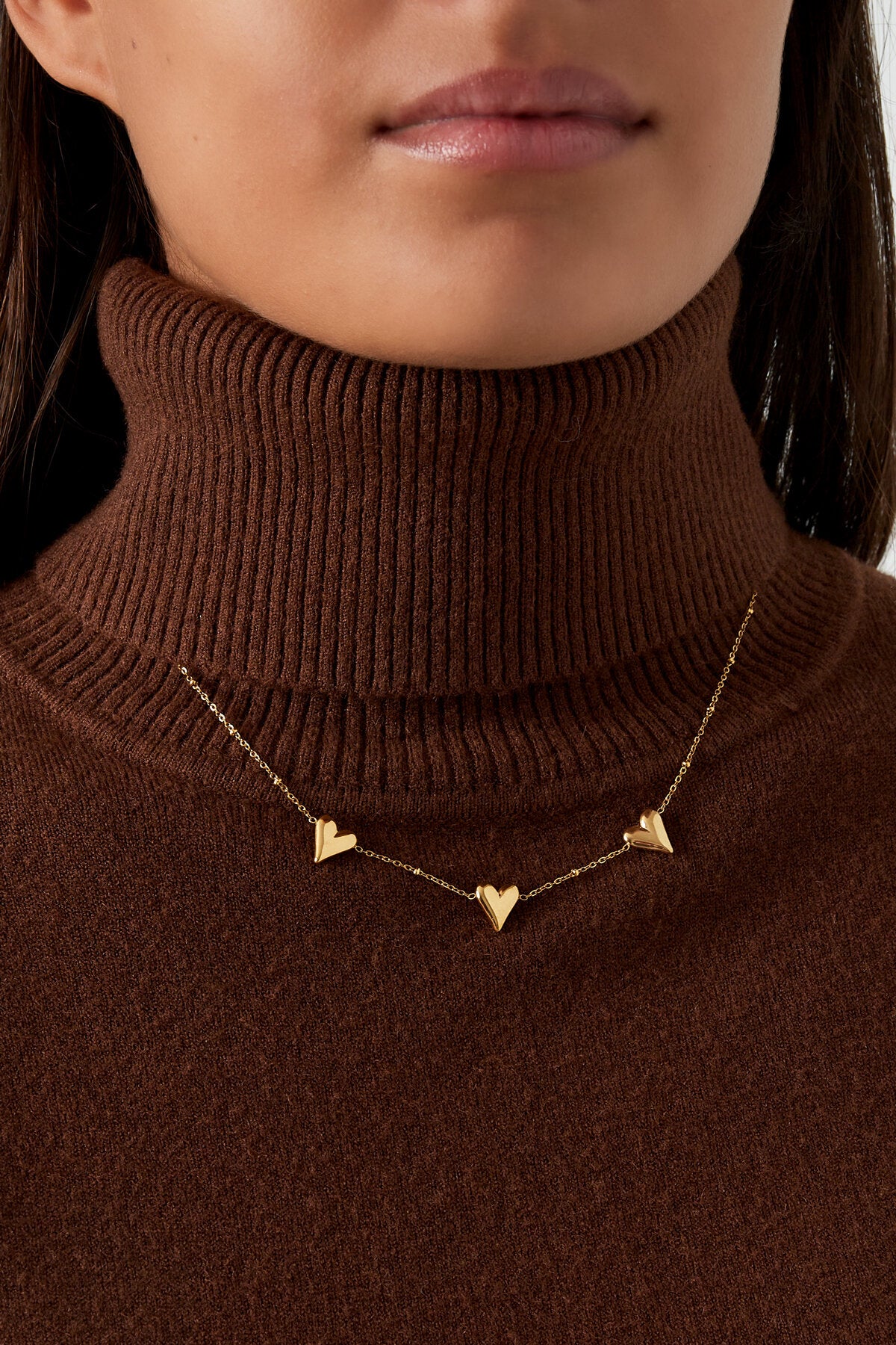 Elegant Stainless Steel Heart Necklace, Silver & Gold