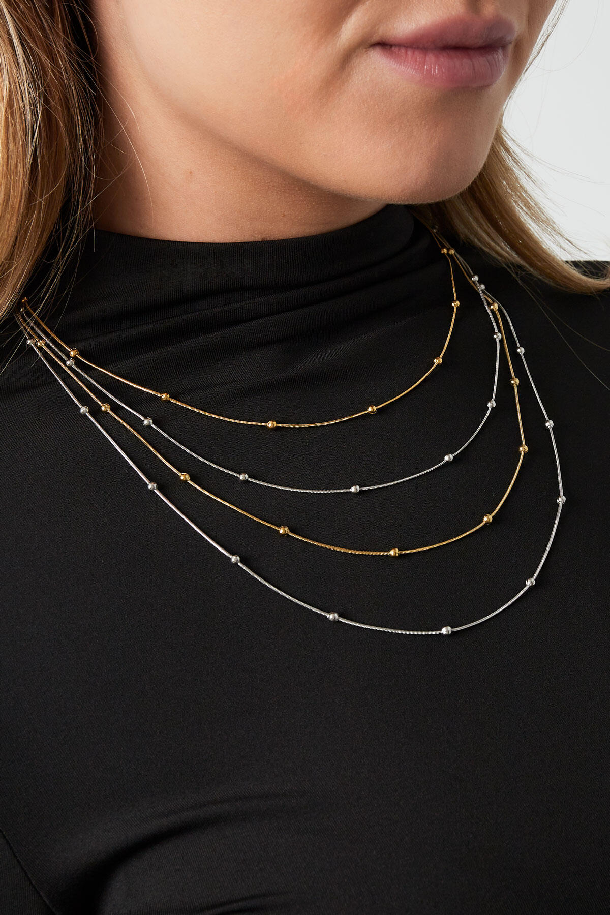 Elegant Layered Necklace in Silver, Gold, or Mixed Tones