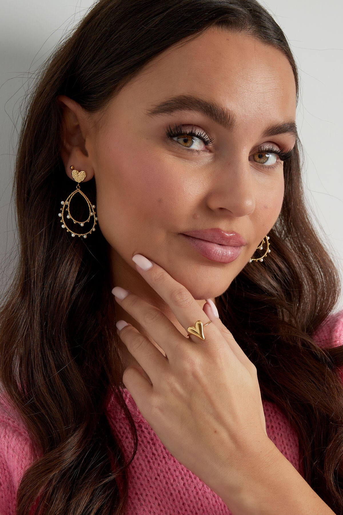 Elegant Heart Statement Ring in Silver & Gold