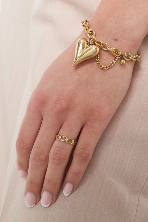 Elegant Adjustable Heart Minimalist Ring - Silver & Gold
