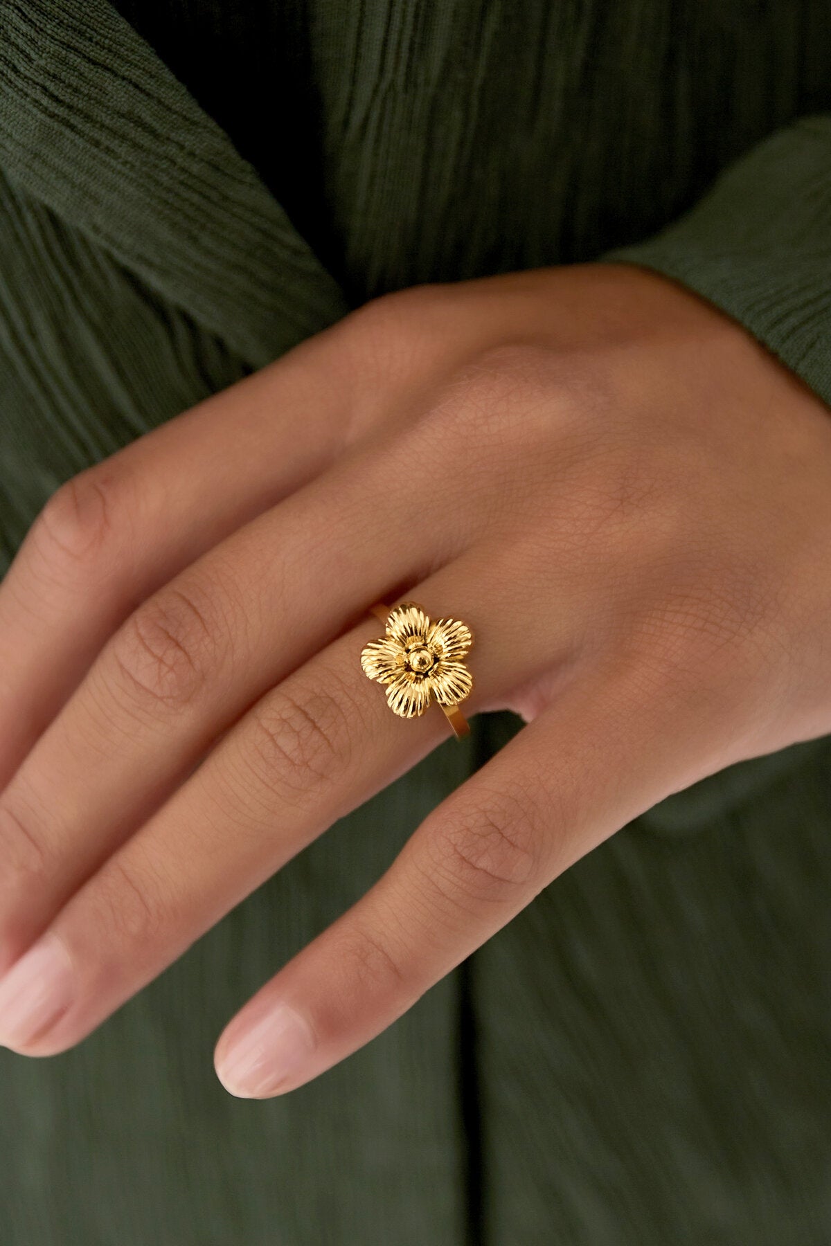 Stylish Stainless Steel Statement Ring - Silver & Gold