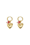 Earrings with heart and beads