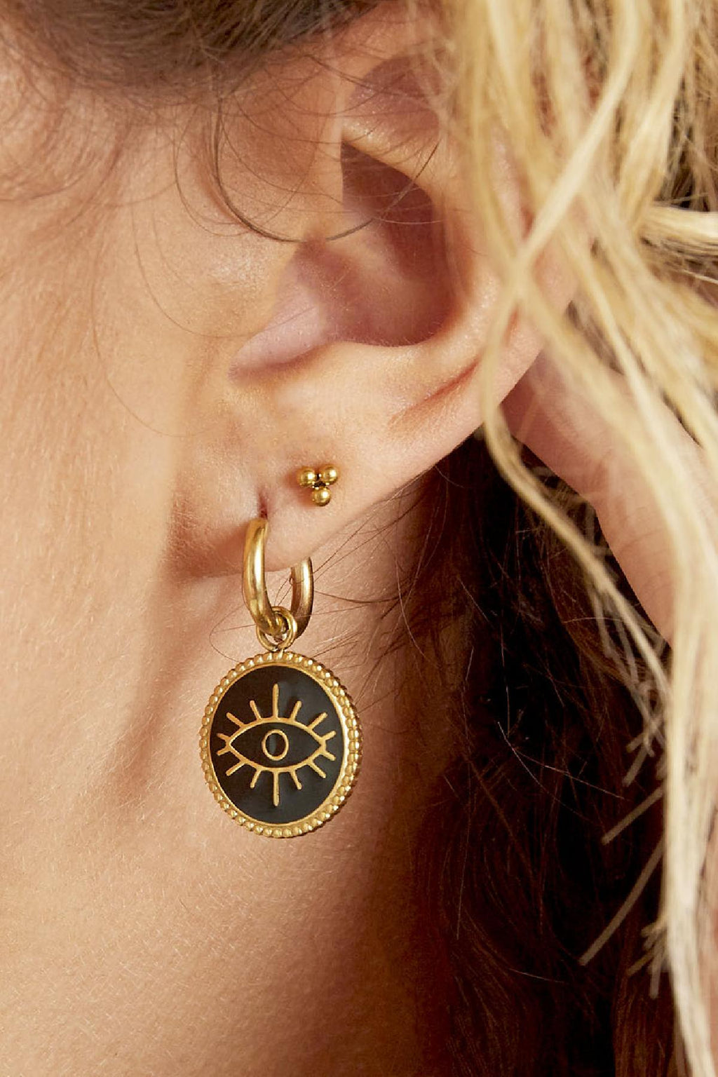 Earrings Triple Bullet Silver Color Stainless Steel
