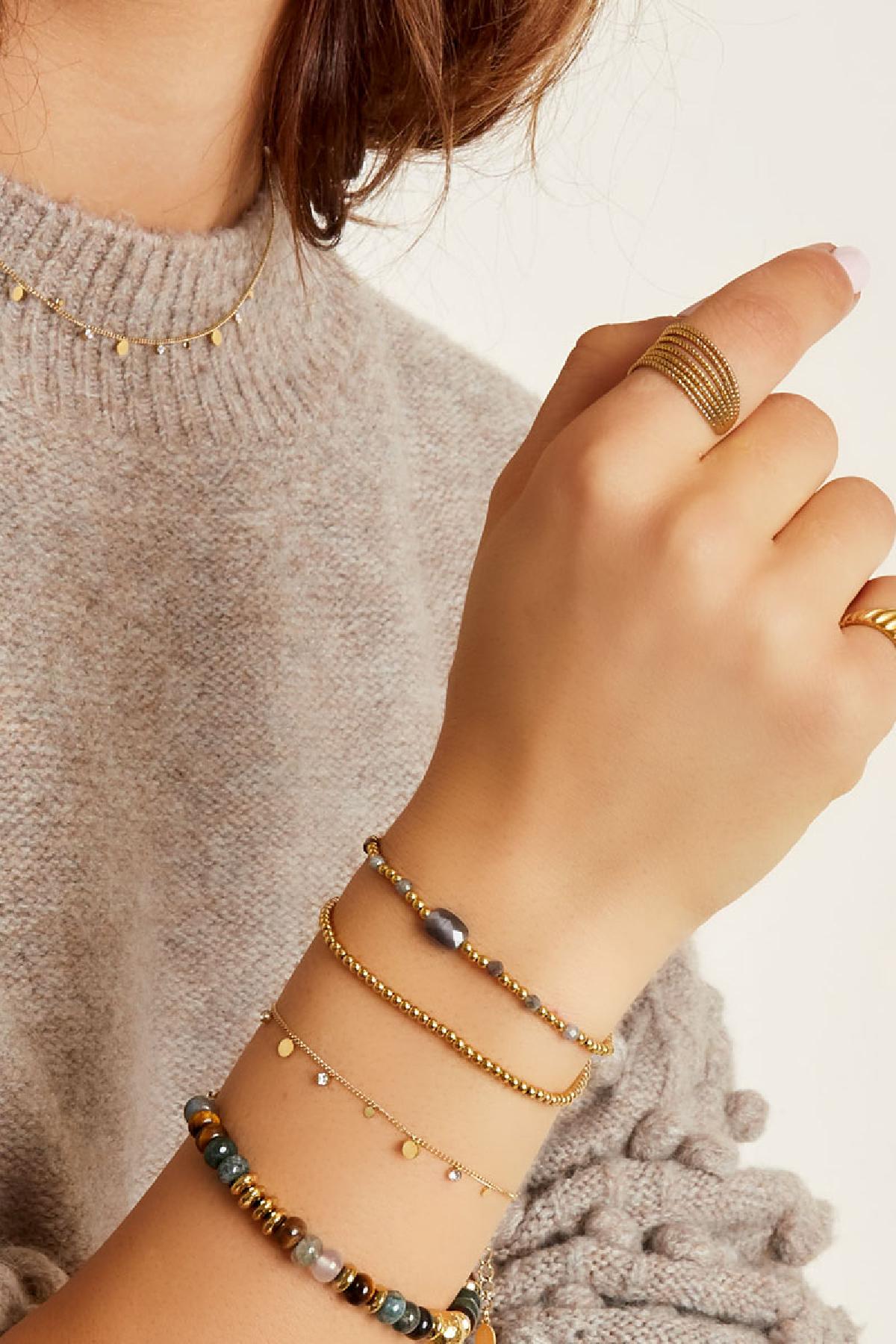 Bracelet simple with rhinestone details Gold Color Stainless Steel