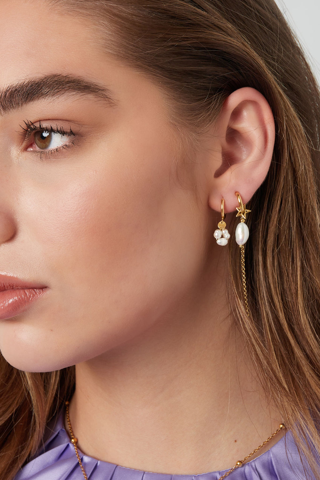 Earrings with pearl pendant - Stainless Steel