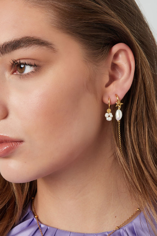 Earrings with pearl pendant - Stainless Steel