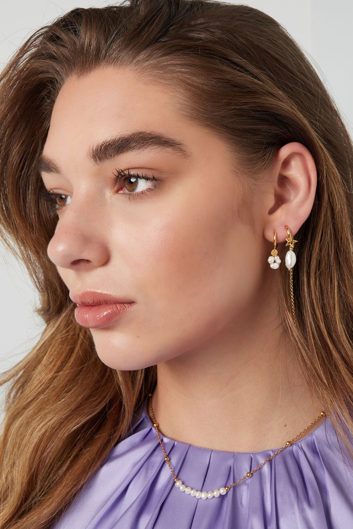Earrings with pearl pendant - Stainless Steel