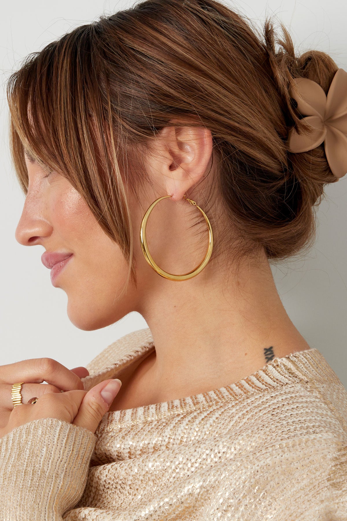 Basic earrings with variety - Silver Color color