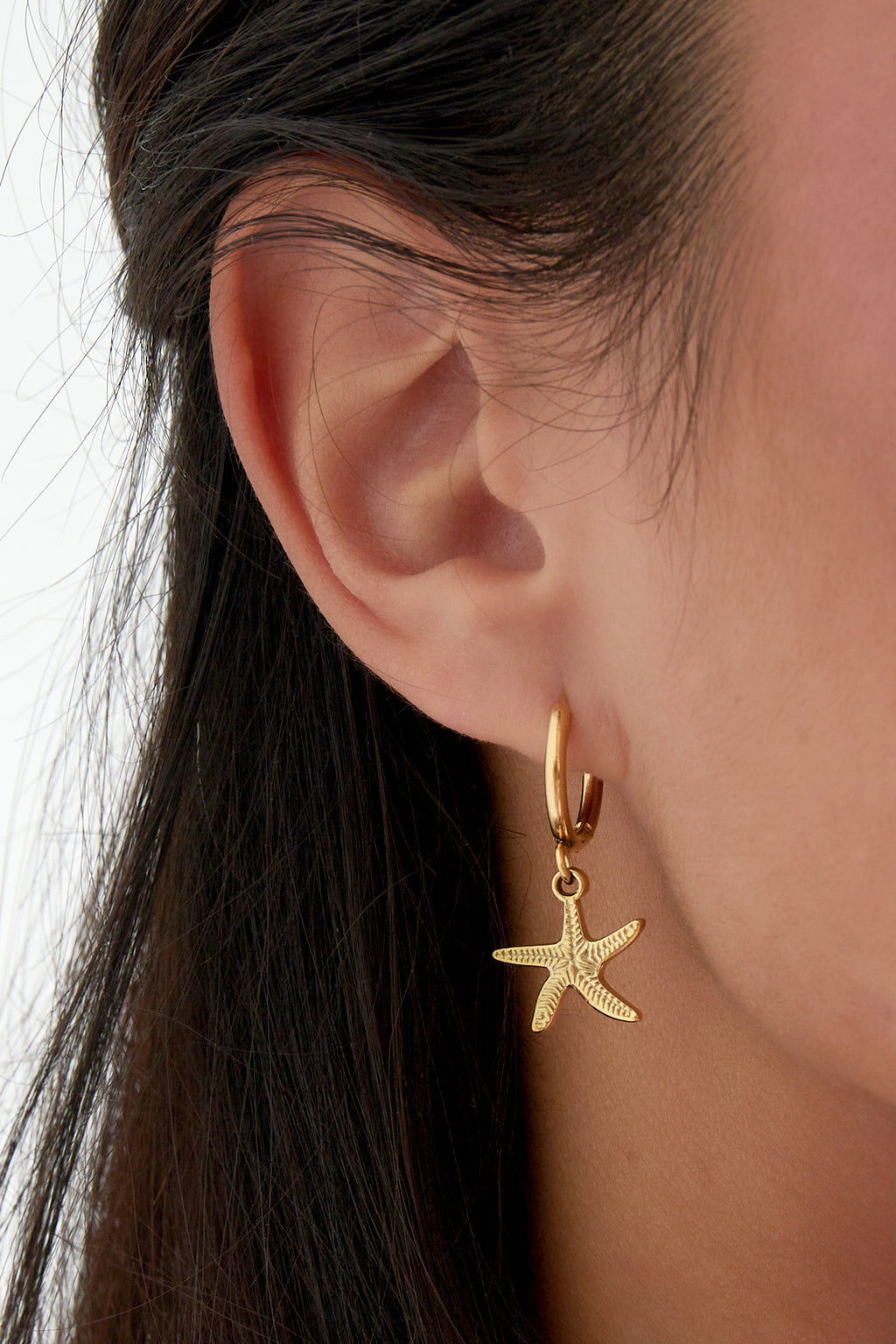 Earrings simple starfish - Silver Color color