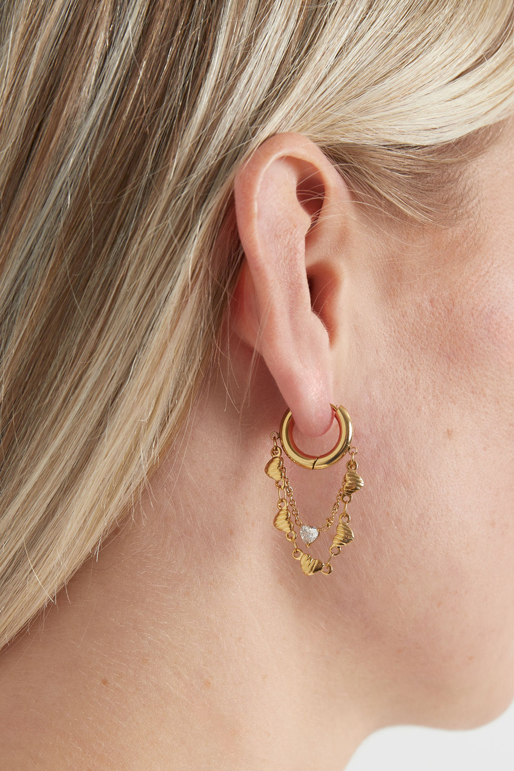 earrings chain of hearts