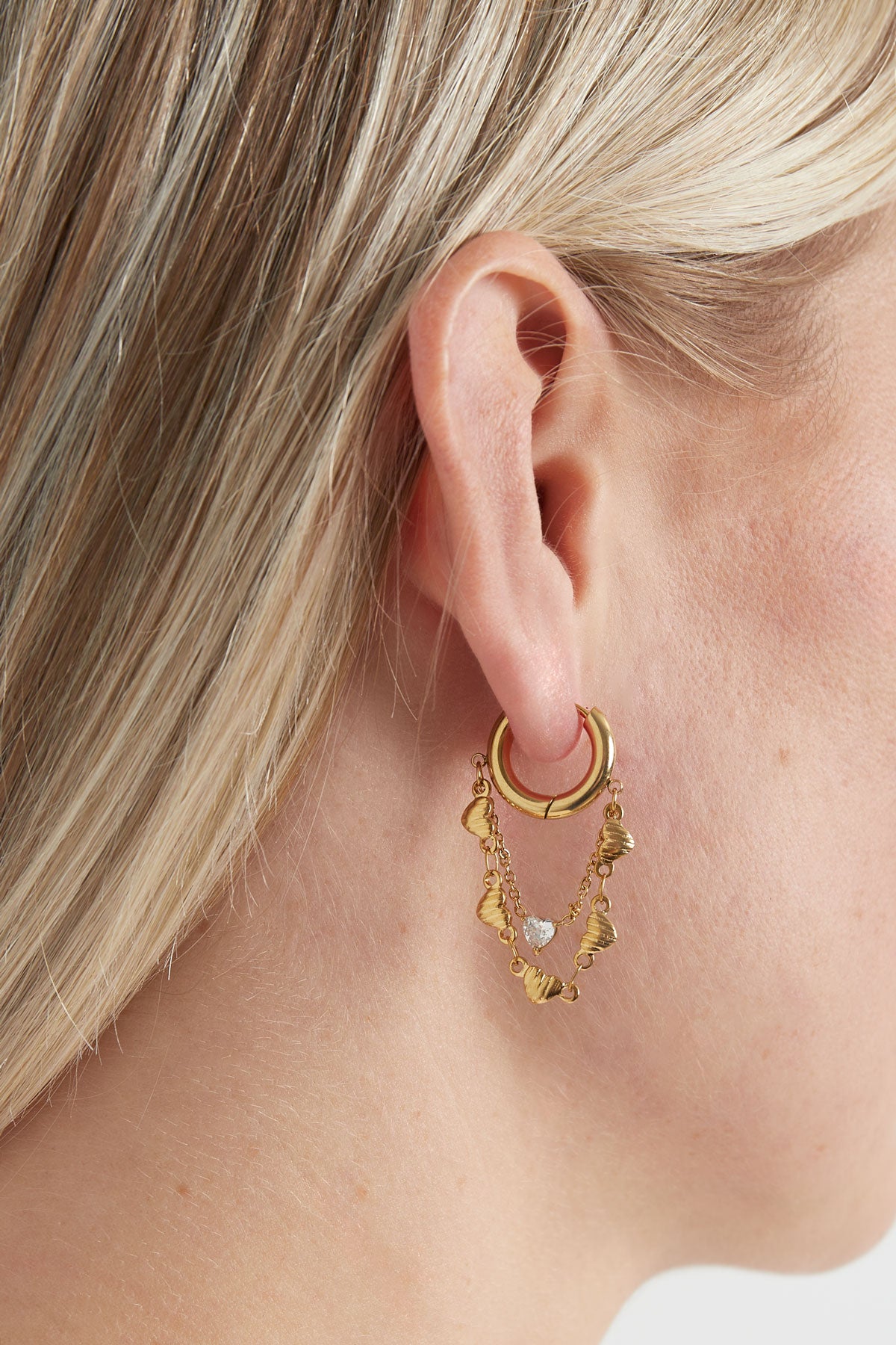 earrings chain of hearts