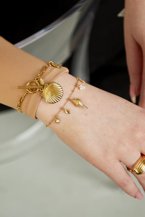 Charm-Armband Muschel aus Edelstahl, Ansicht 2