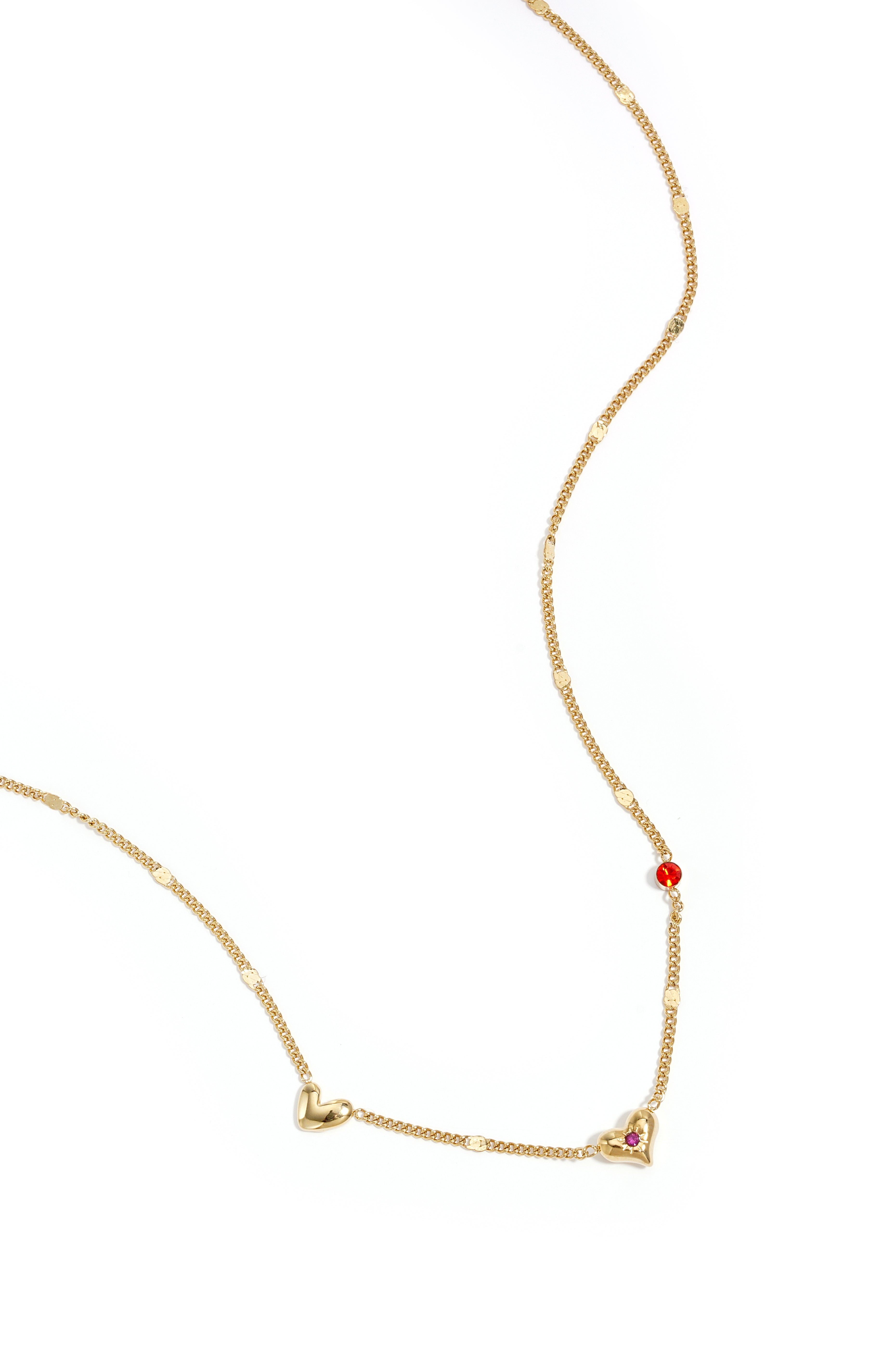 Heart Pendant Necklace – Gold-Plated Steel & Rhinestones