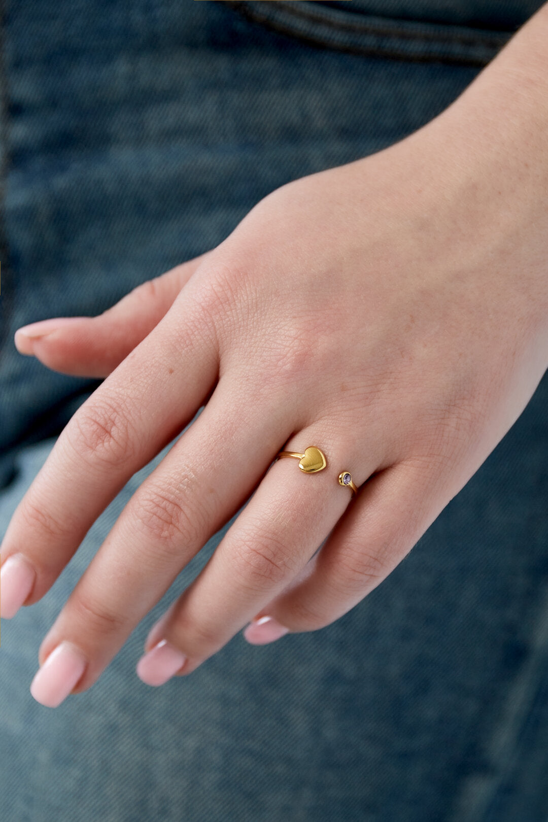 Elegant 14K Gold Plated Heart Ring - All Fit