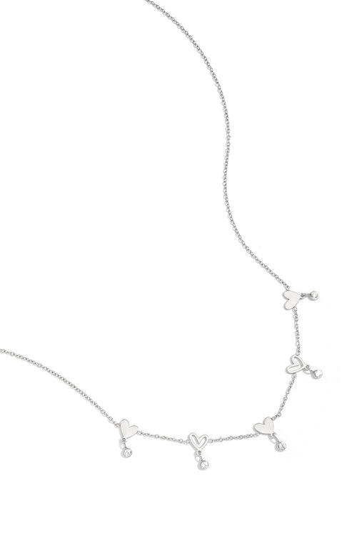 Heart Chain Necklace – Gold-Plated Steel & Rhinestones