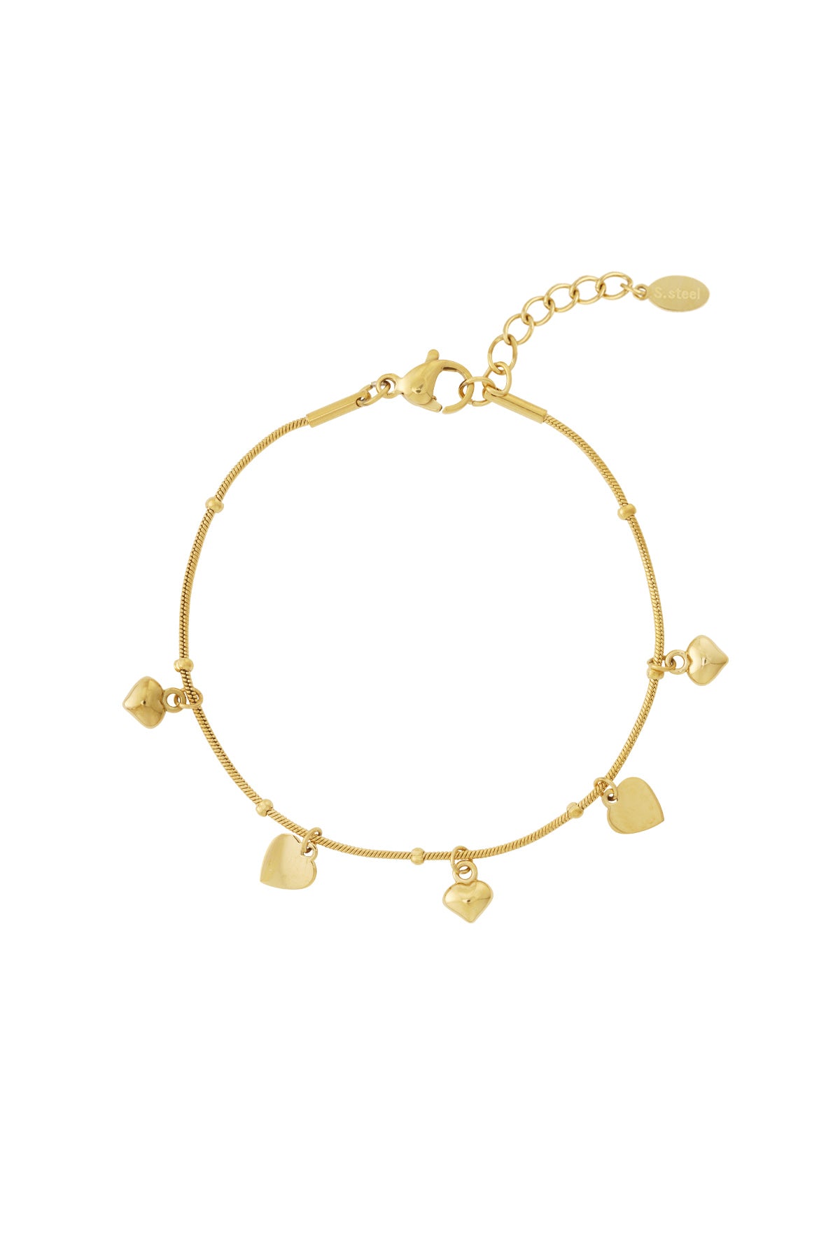 Heart Charm Bracelet – Gold-Plated Steel