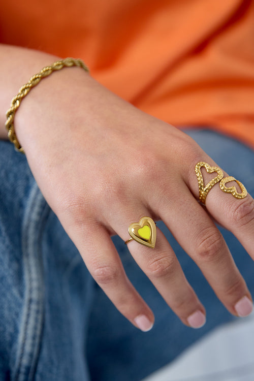Charming Adjustable Heart Statement Ring for Her