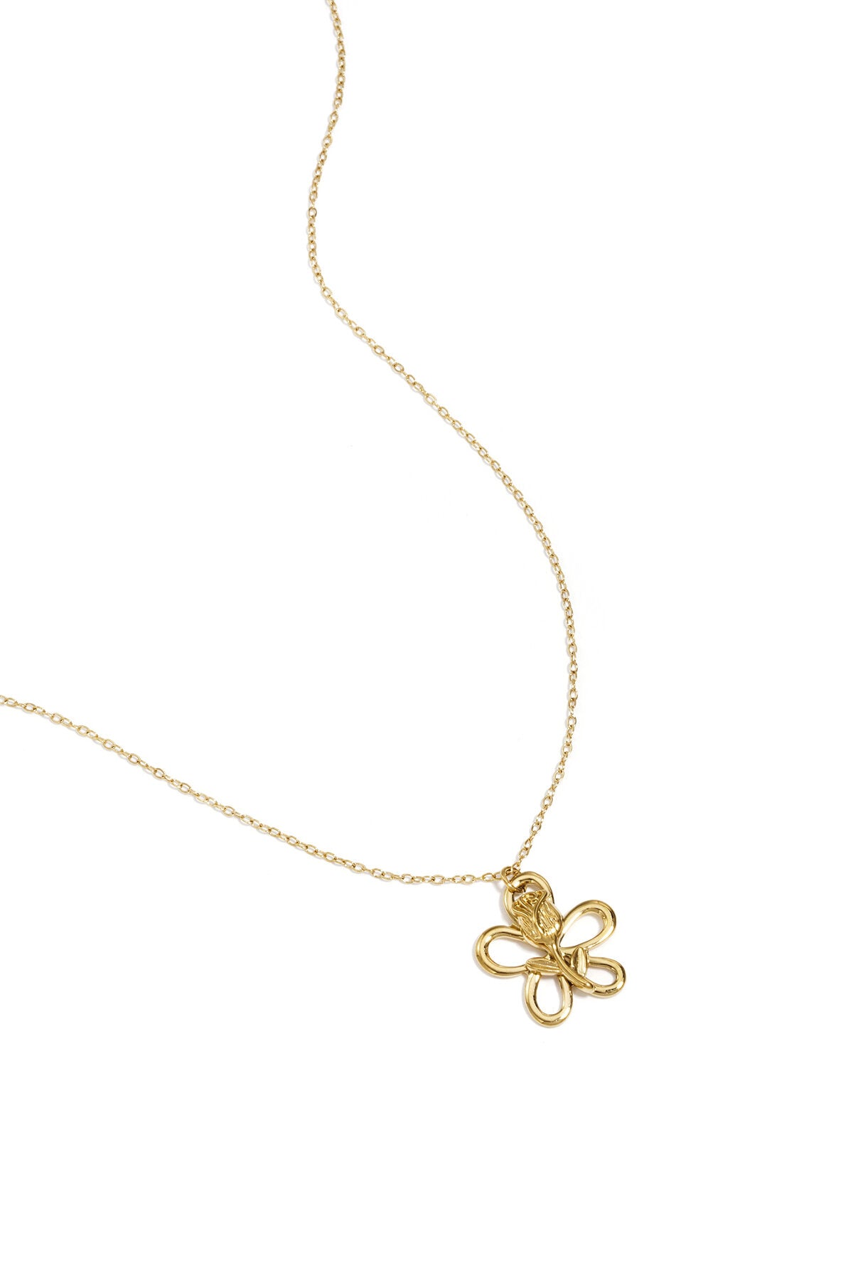 Elegant Gold-Toned Flower Pendant Necklace for Women