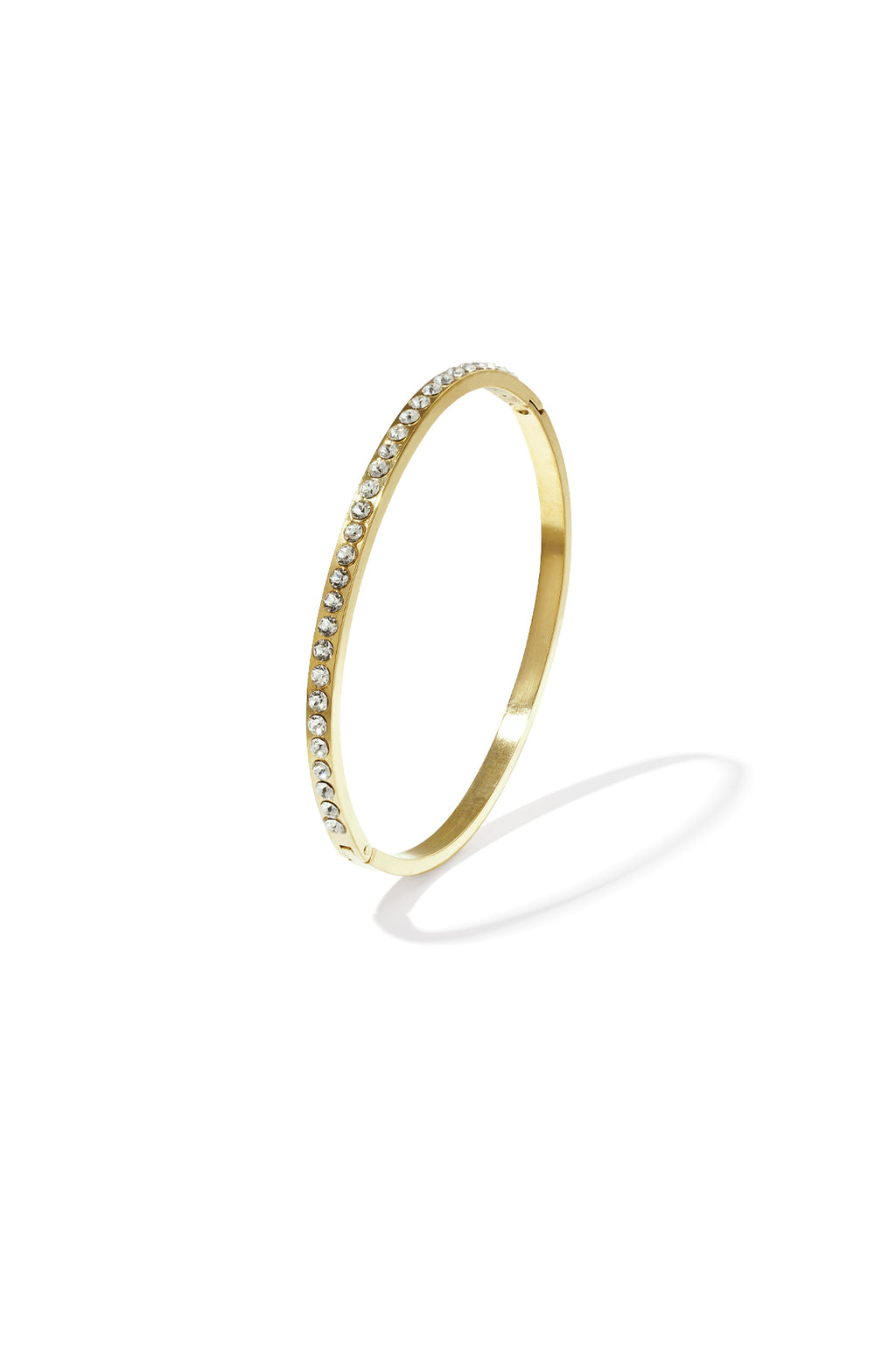 Circle Bangle – Silver-Tone Steel & Rhinestones