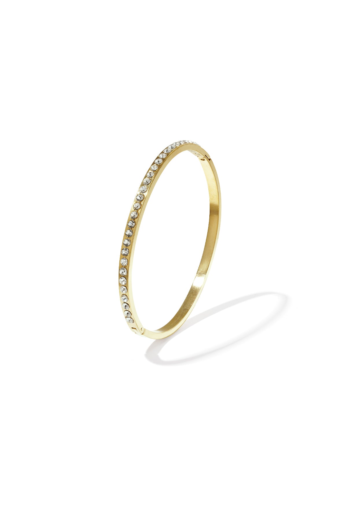 Circle Bangle – Silver-Tone Steel & Rhinestones
