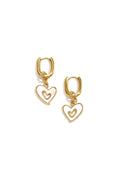 Squoval earrings with dangling mother-of-pearl hearts
