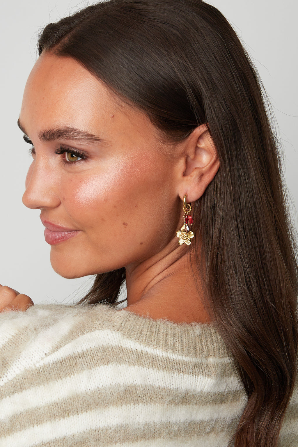 Stainless Steel Drop Earrings Flower Simple Daily Simple Series Women's jewelry