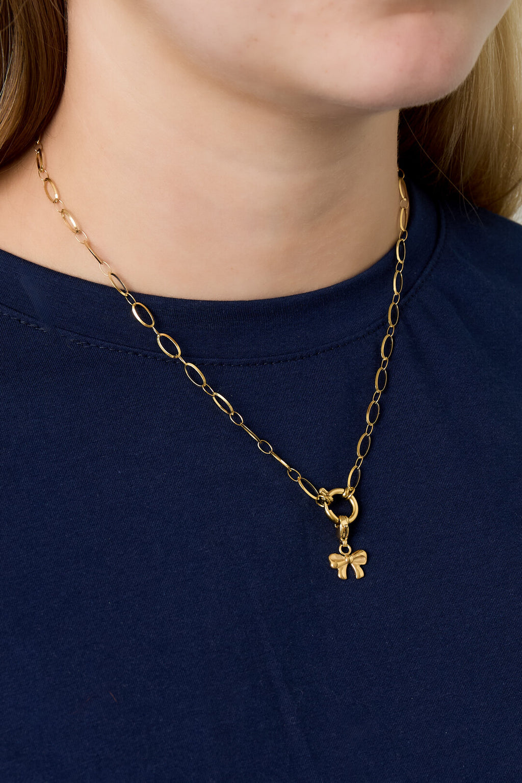 Stylish Gold Color Stainless Steel Chain Necklace