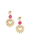 Heart earrings with statement bead