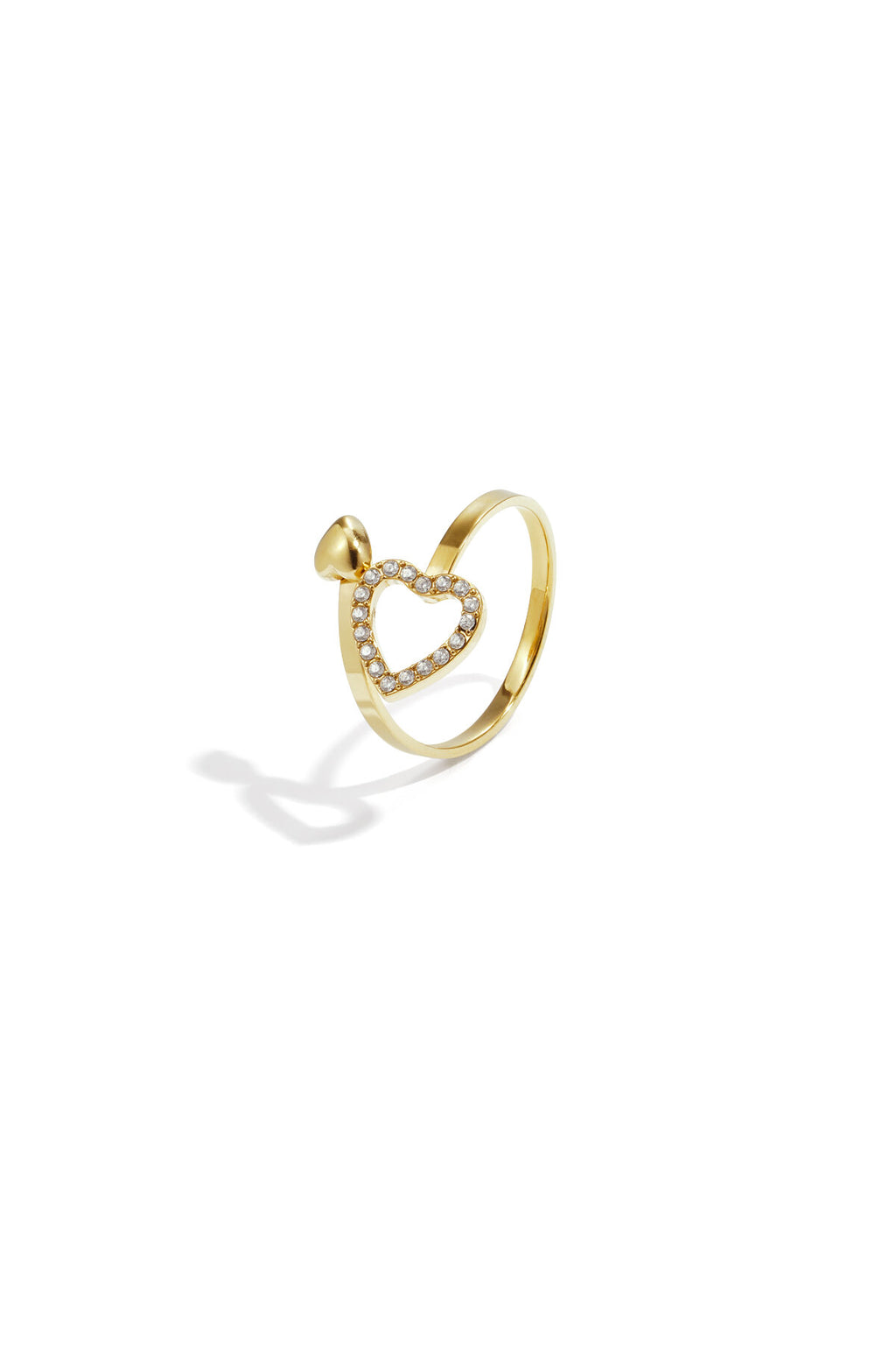 Elegant Minimalist Heart Ring - Adjustable Silver & Gold