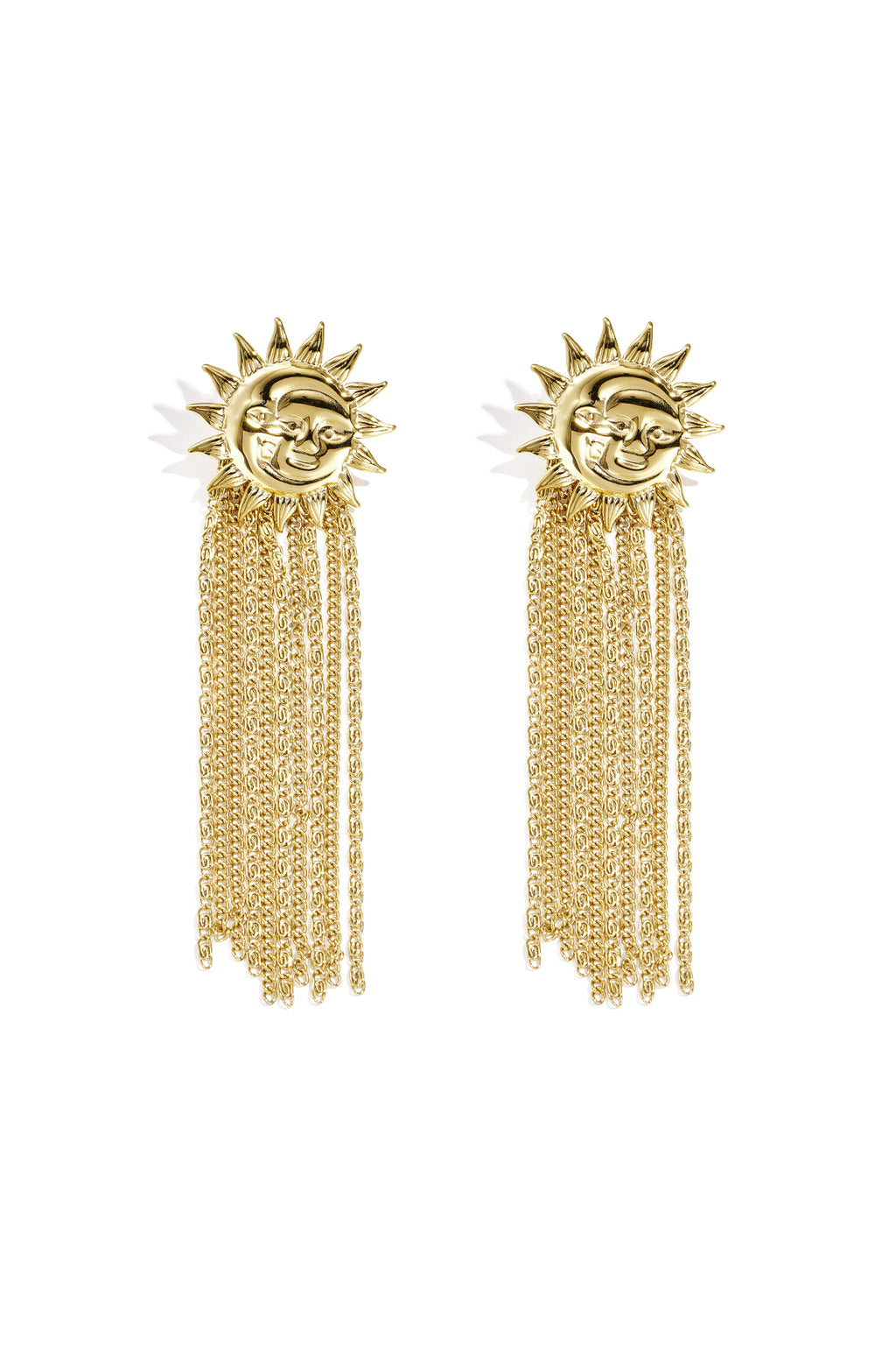Sun Dangle Earrings – Gold-Plated Steel