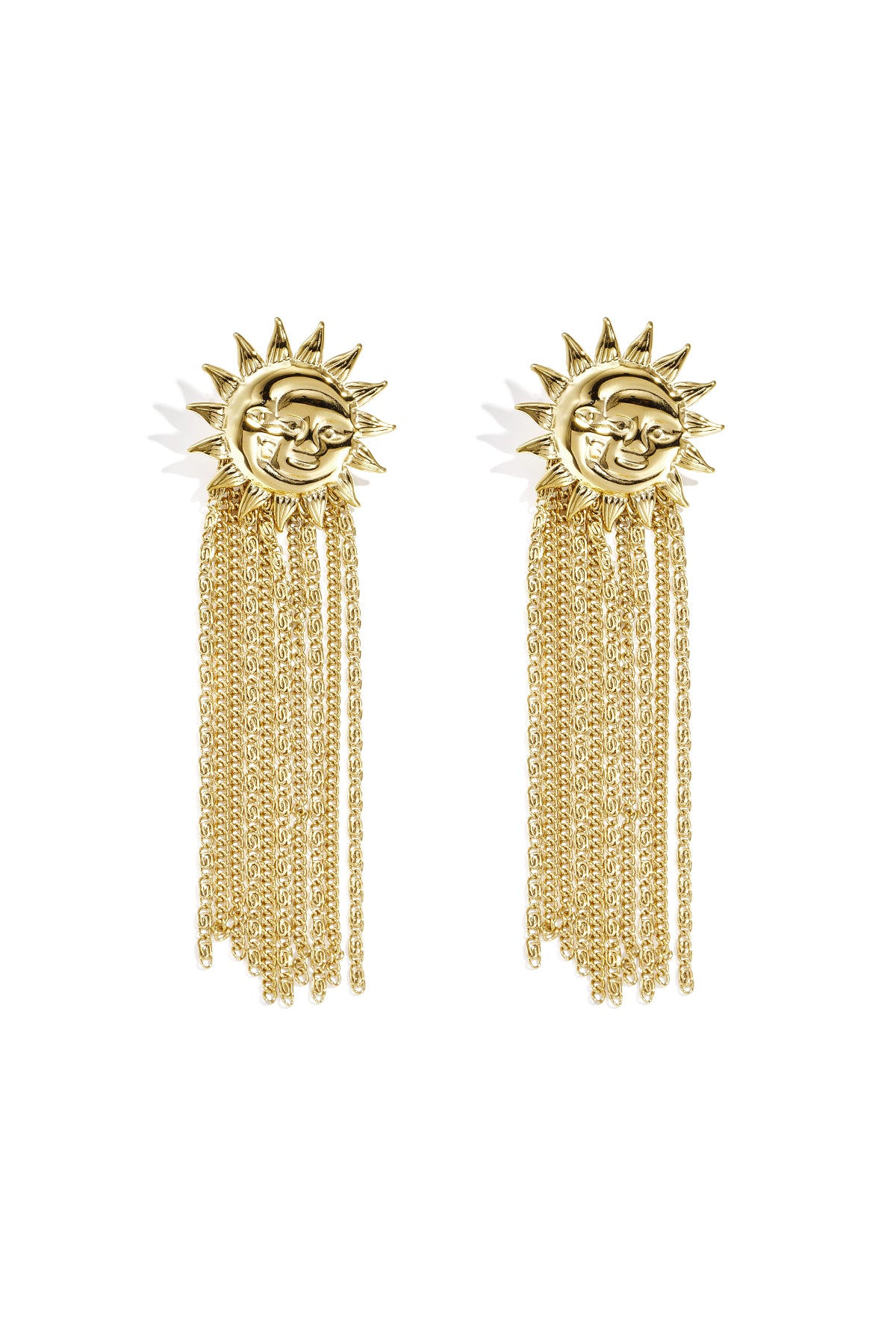 Sun Dangle Earrings – Gold-Plated Steel