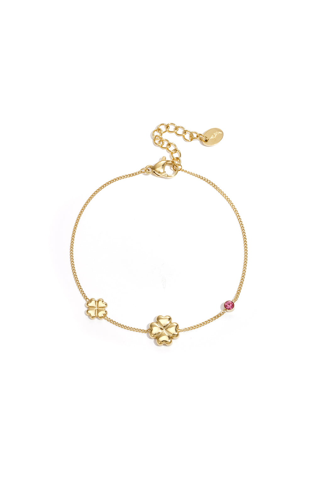 Clover Charm Bracelet – Pink Steel & Rhinestones