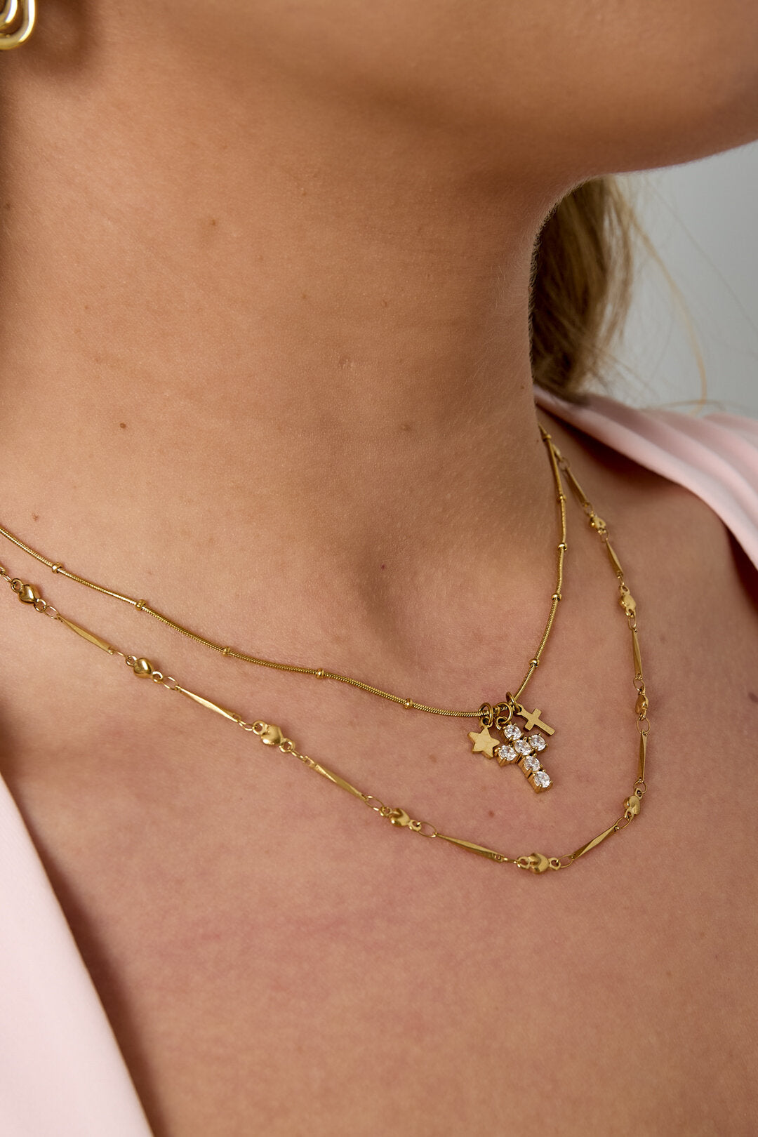 Elegant Cross Pendant Necklace for Women, Silver & Gold