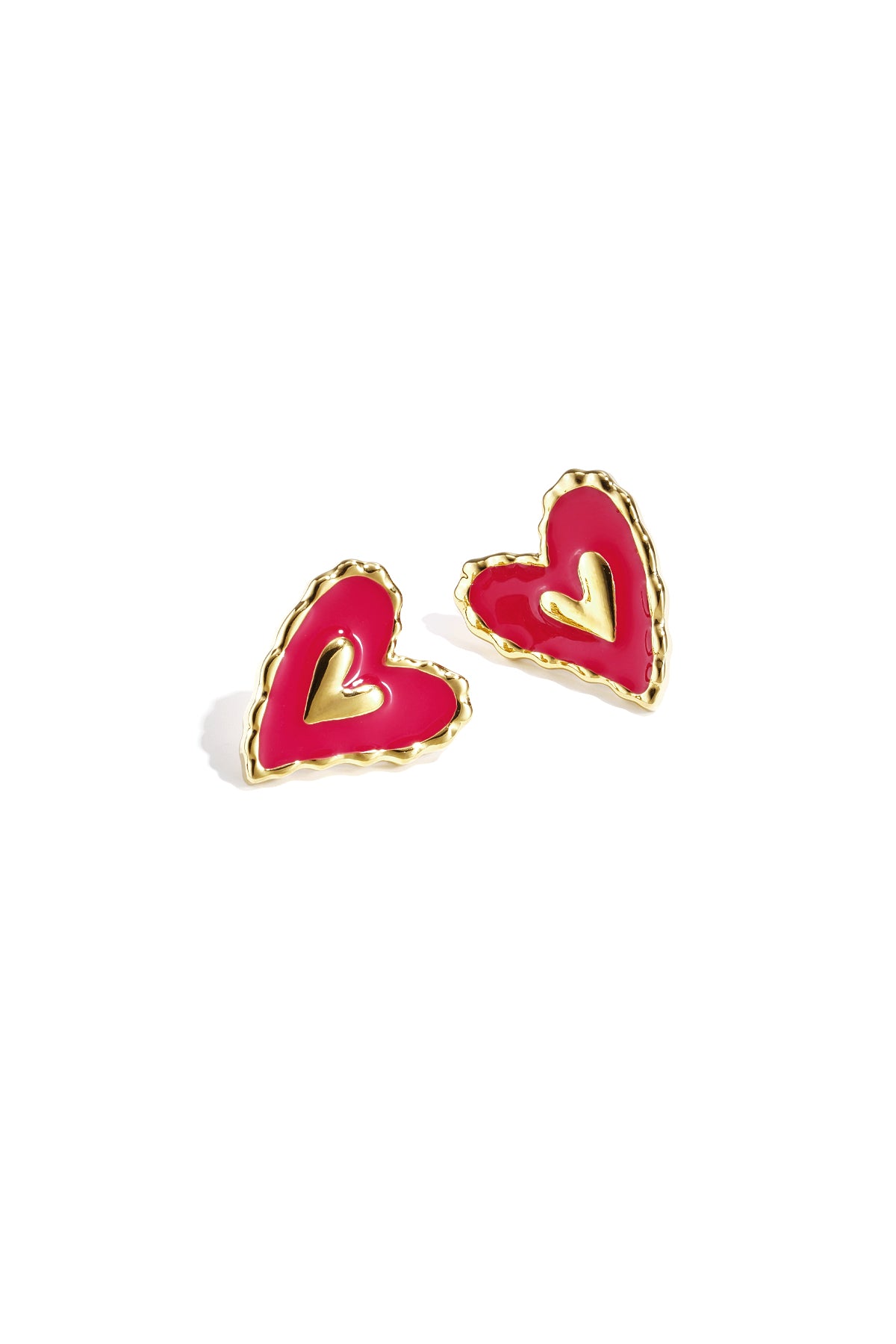 Heart Stud Earrings – Gold-Plated Steel & Enamel