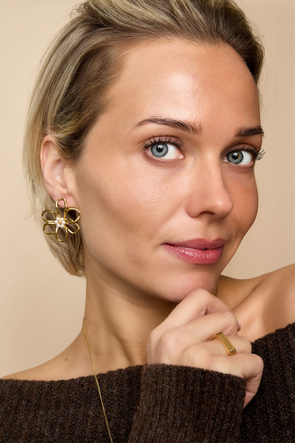 Stainless Steel Stud Earrings Flower Casual Daily Simple Series Women's jewelry