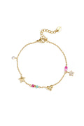 Charm bracelet with heart, star, stones and beads