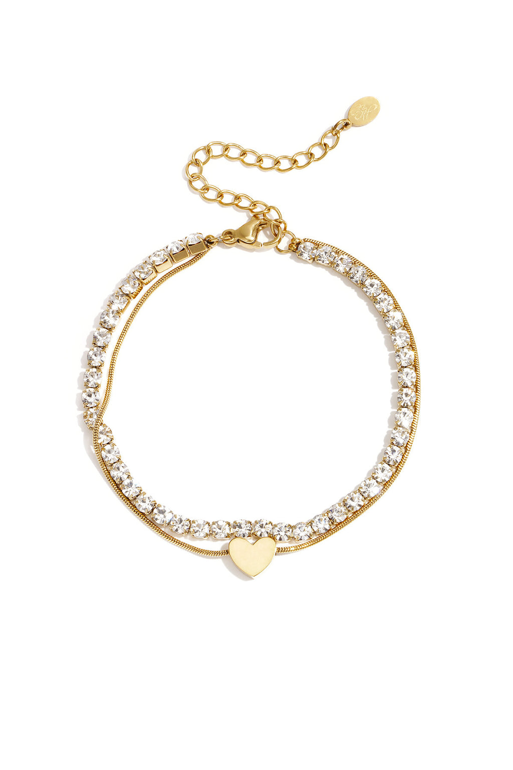 Stylish Gold Multi-Layered Heart Charm Bracelet