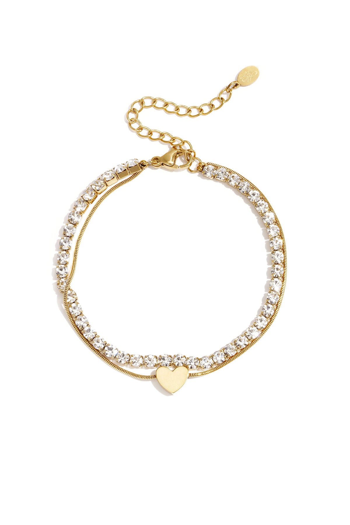 Stylish Gold Multi-Layered Heart Charm Bracelet