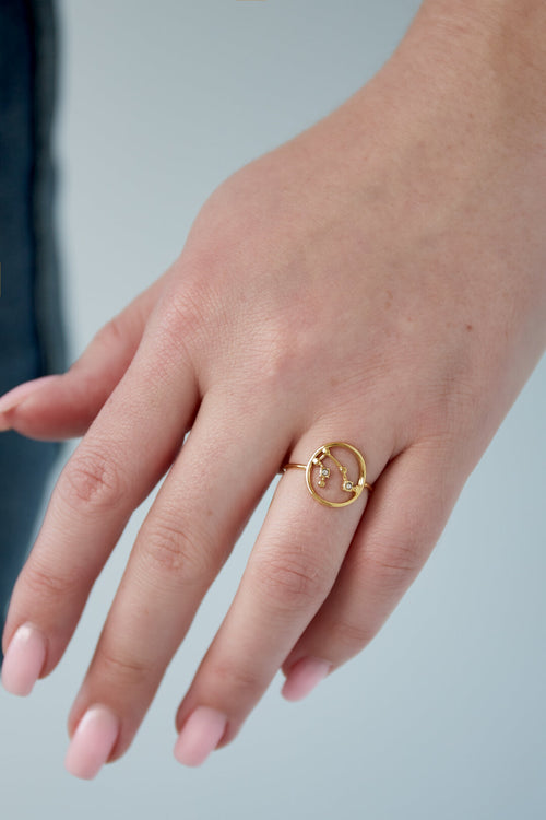 14K Gold Plated Zodiac Statement Ring for Women