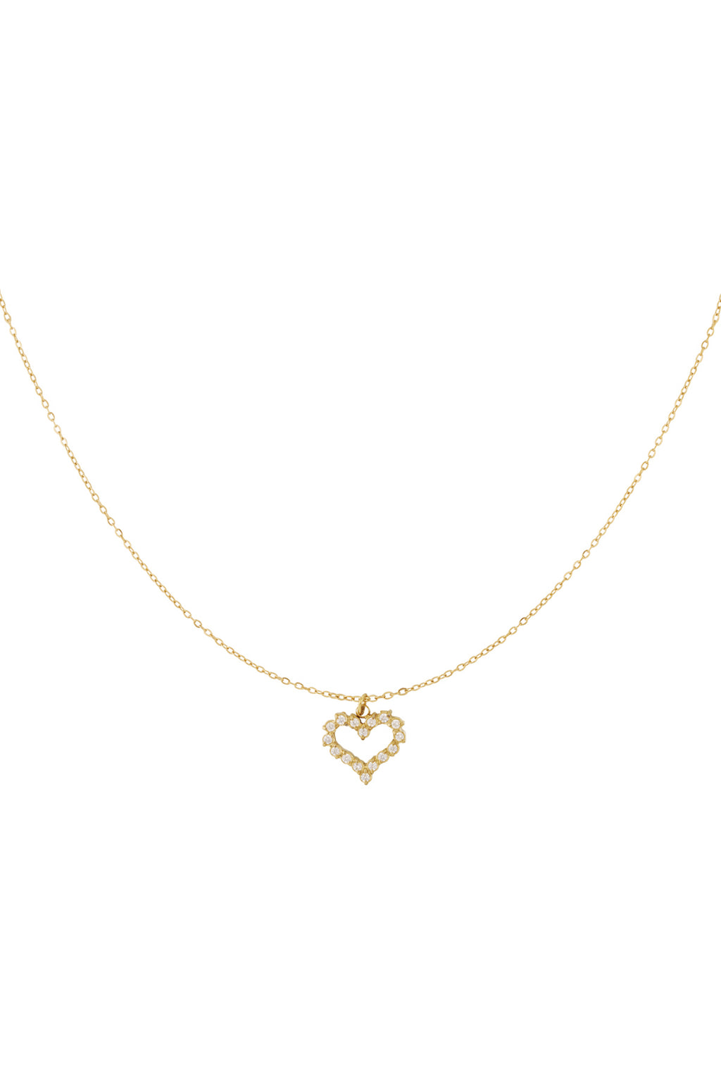 Heart Pendant Necklace – Gold-Plated Steel & Rhinestones
