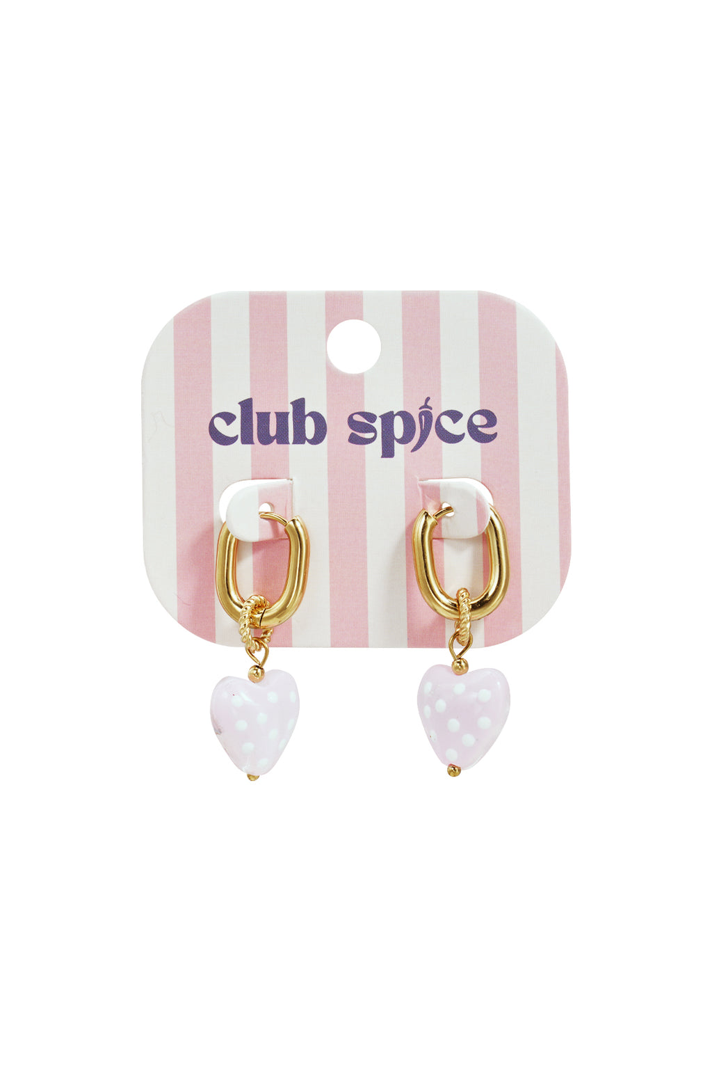 Earrings with dangling hearts with dots