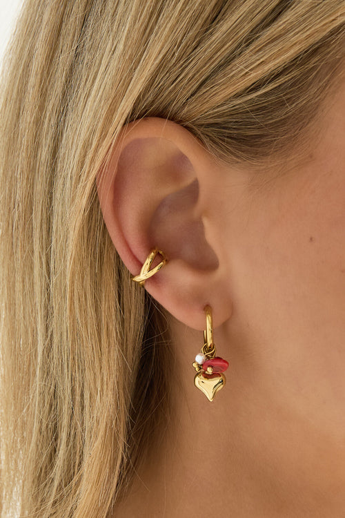 Ear Cuff Ear Lines Rillen Gold aus Edelstahl, Ansicht 2