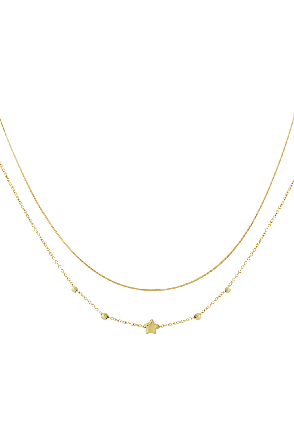 Star Layered Necklace – Gold-Plated Steel
