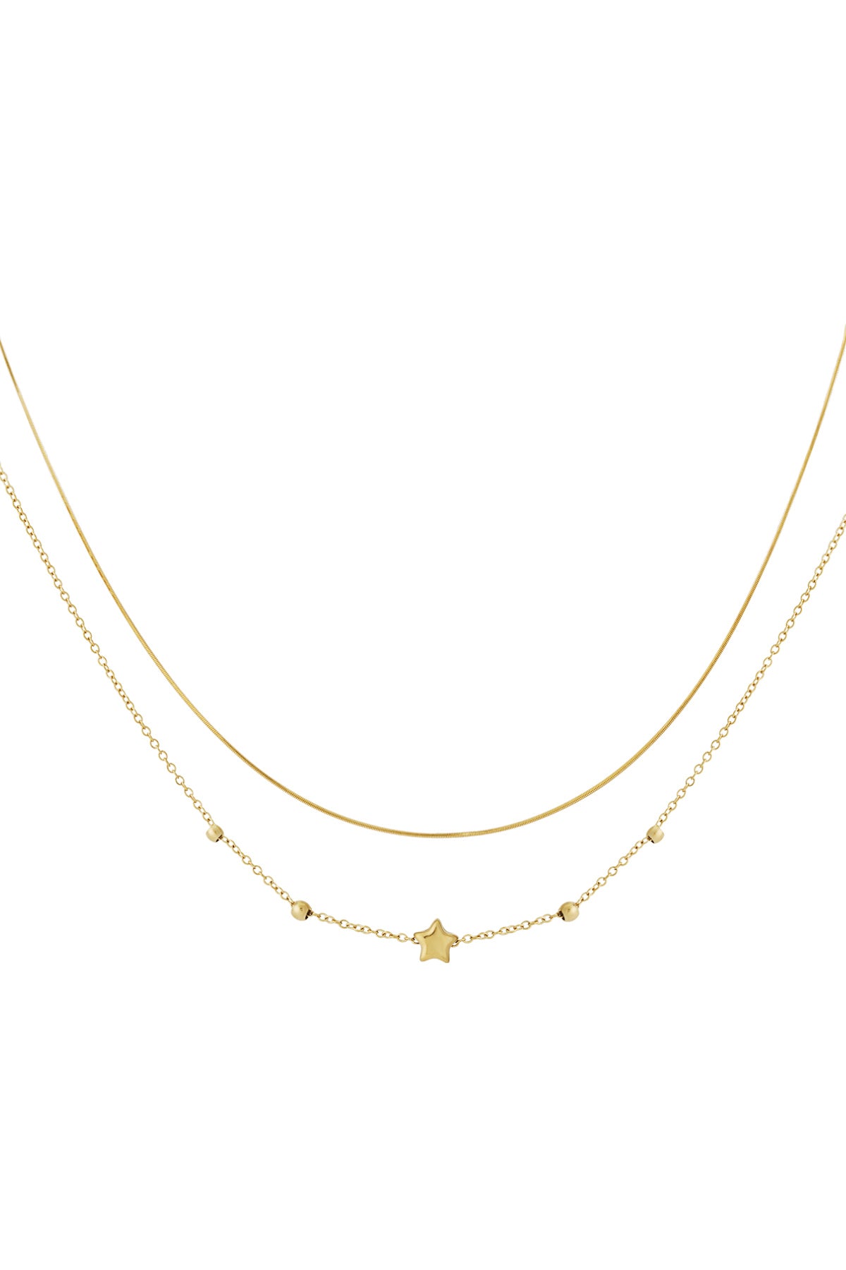 Star Layered Necklace – Gold-Plated Steel