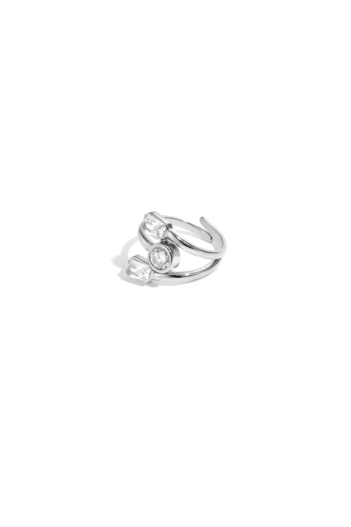 Luxurious Adjustable Rhinestone Ring - Silver & Gold
