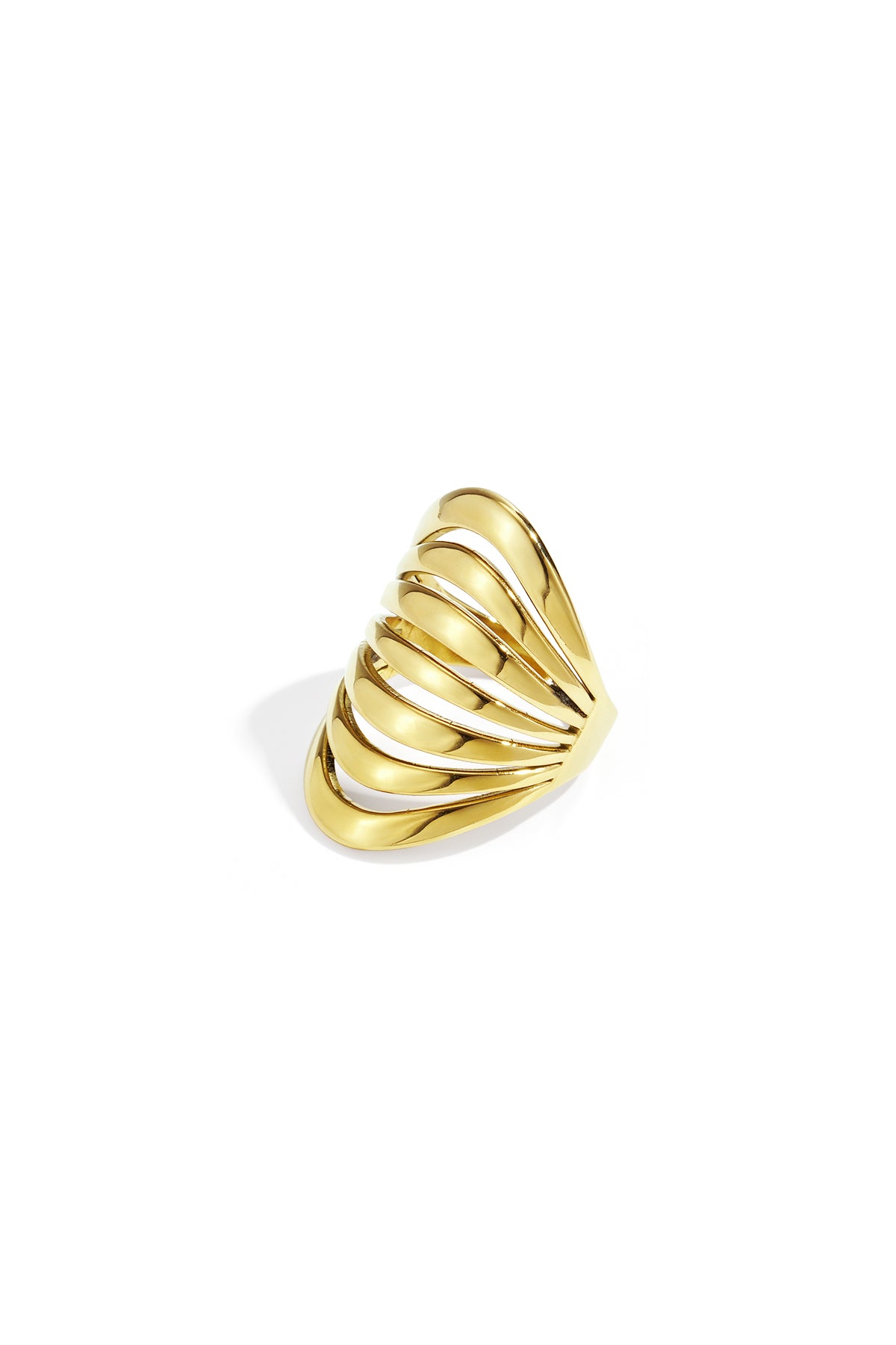 Lines Statement Ring – Gold-Plated Steel